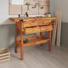VidaXL Workbench with Drawers and Vices 124x52x83 Cm Solid Acacia Wood 153322