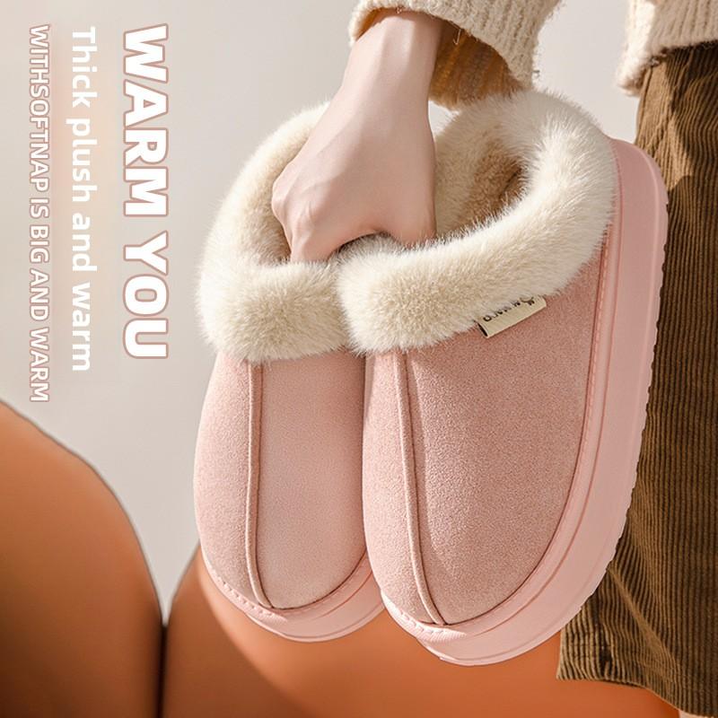 Хлопковые тапочки для женщин, Зимние домашние, На толстой подошве, Противоскользящие, Сумка для верхней одежды с теплыми и плюшевыми хлопковыми тапочками для мужчин