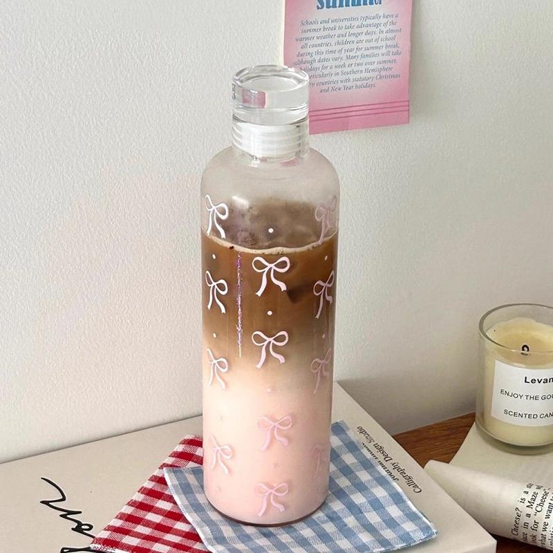 500ml Cherry Water Bottle Korean Style Drinking Bottles Plastic Water Cup Outdoor Leakproof Sports Drinkware Gym Yoga Cups