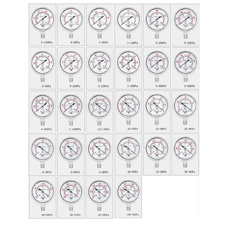 Adjustable mmH2O Kpa pressure gauge -40~0kpa 0-2.5kpa ... 0-10kpa 0-15kpa 0-20kpa 0-60kpa Calibratable micro pressure meter
