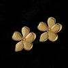 Matte Petal Earrings Elegant 3d Flower Shape Women's Earrings In Retro Matt Finish Golden Plate Solid Color Floral Stud for Prom