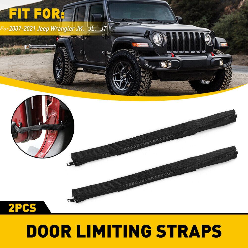 For Jeep Wrangler Jk Jku Jl Jt 2Pcs Black Door Limiting Check Straps With Zipper