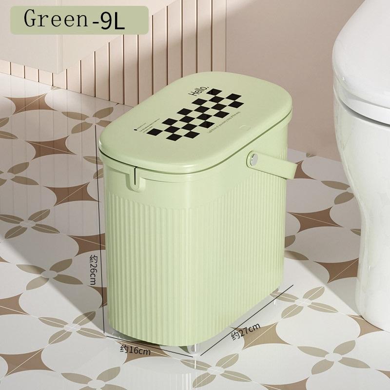 9/12 л узкий мусорный бак для ванной с ручкой, крышка, водонепроницаемая, антизапаховая корзина для мусора для туалета, кухни, мусорное ведро прессового типа