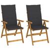 VidaXL Garden Reclining Chairs 2 Pcs with Cushions Acacia Wood