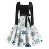 Women's Fashion Vintage Long Sleeve Square Neck Christmas Printed Evening Party Dresses Dresses