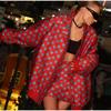 Casual Print Cotton Coat Women Long Sleeve Stand Collar Zippers Pocket Jacket Heart Shaped Pattern New Fashion Top Autumn Winter