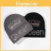 Minimalist Acrylic Beanie With Queen Crown Pattern For Casual Winter Wear