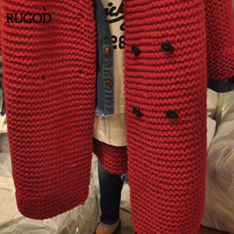 RUGOD Осень-зима 2021, корейский женский модный и элегантный свитер-кардиган, универсальный повседневный длинный вязаный свитер на пуговицах