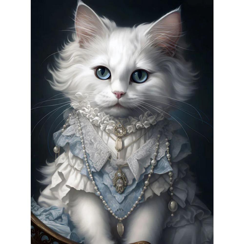 Алмазная картина, полная дрель, красивая кошка, животное, круглая алмазная живопись, ручная работа, лунный цветок, сделай сам, алмазная мозаика, картина, украшение дома