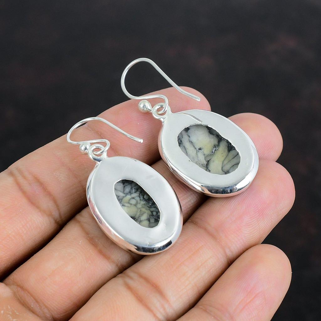 Серьги из яшмы Pinolith, драгоценные камни, серьги из стерлингового серебра 925 пробы, ювелирные изделия из яшмы Pinolith, серьги ручной работы, подарки на годовщину