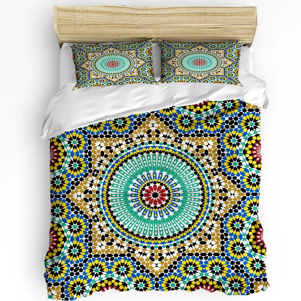 Moroccan Tiles Colorful Arabesque 3pcs Bedding Set For Bedroom Double Bed Home Textile Duvet Cover Quilt Cover Pillowcase