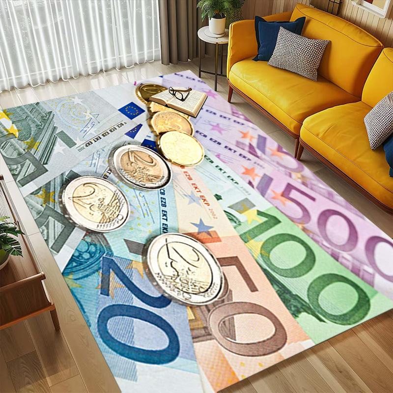 Euro Notes Living Room Nonslip Area Rug Soft Carpet For Bedroom Game Playroom Sofa Office Home Decor Doormat Christmas Gift C9261