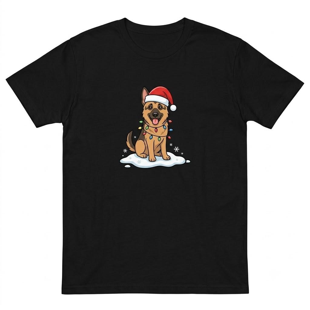 German Shepherd Christmas Graphic Black T Shirt Gift For Friends