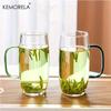 KEMORELA Термостойкая стеклянная чашка для чая с ручкой, подходит для микроволновой печи, многоразовая, для офиса или дома, для горячих напитков, офисная чашка для чая
