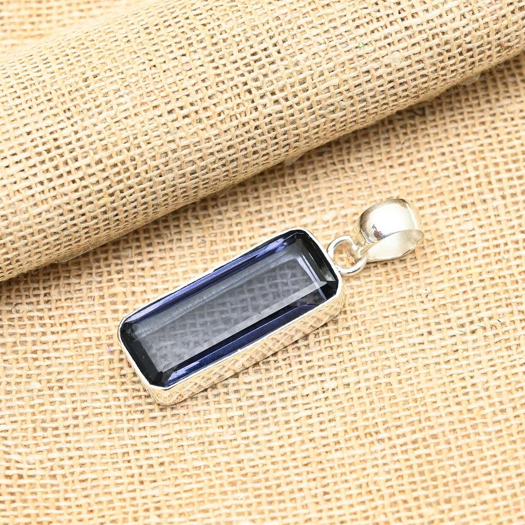 Изысканный ювелирный кулон ручной работы из стерлингового серебра 925 пробы с драгоценным камнем иолит для женщин