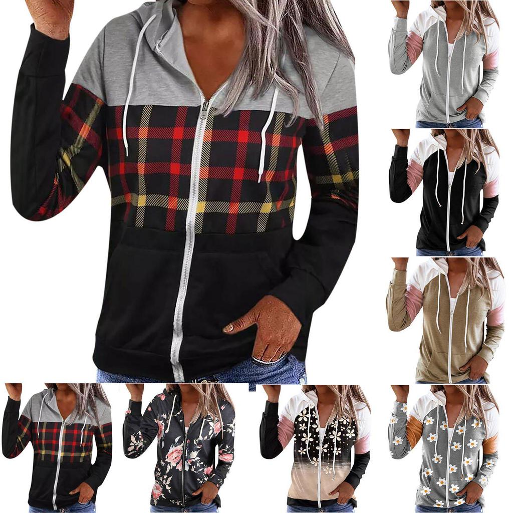 Женская толстовка с капюшоном на молнии с европейским и американским принтом осень/зима