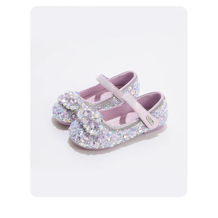 Girls' Crystal Princess Shoes Spring and Autumn New Children's Shoes Single Shoes Soft Sole Baby Girl Performance Little Leather Shoes