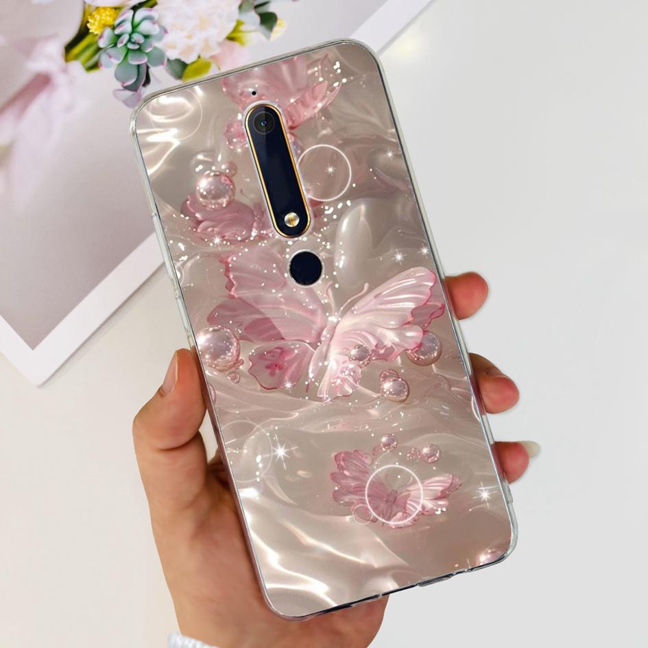 For Nokia 6 2018 Case Fashion Flower Soft Silicone Bumper For Nokia 6.1 Cover TA-1043 TA-1045 TA-1054 TA-1050 TA-1068 Phone Case