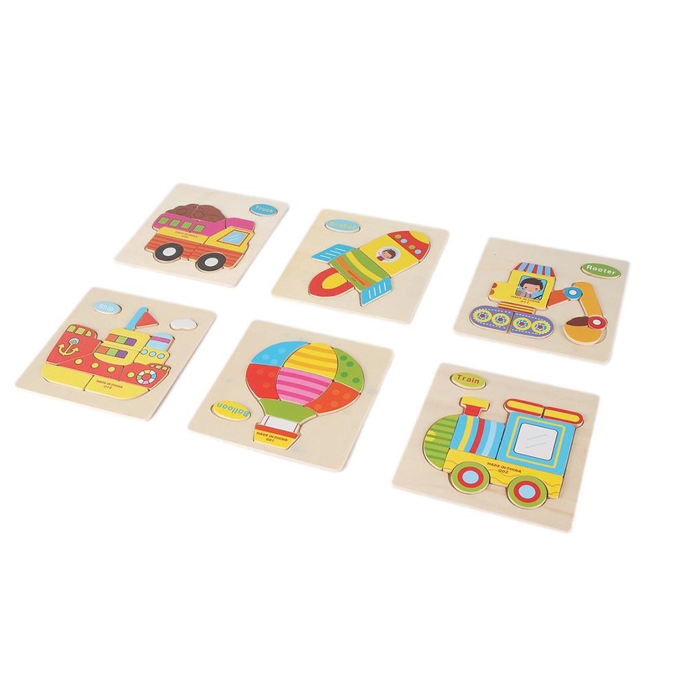 1/2/5PCS Kids 3D Wooden Puzzle Jigsaw Cartoon Animal Puzzles Kids Early Educational Toy