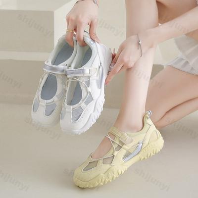 Мода 2025 Лето Новые Сетчатые Дышащие Повседневные Спортивные Туфли для Женщин Модный Тренд Удобные Универсальные С Неглубоким Вырезом Массивные Кроссовки