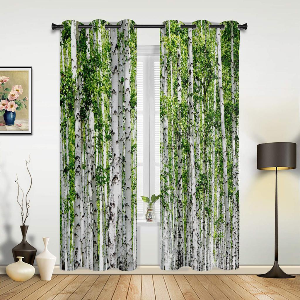 Maple Leaves Red Forest Starry Sky Window Curtains Home Decoration Living Room Curtains Kid's Room Cortinas For Kitchen Bedroom