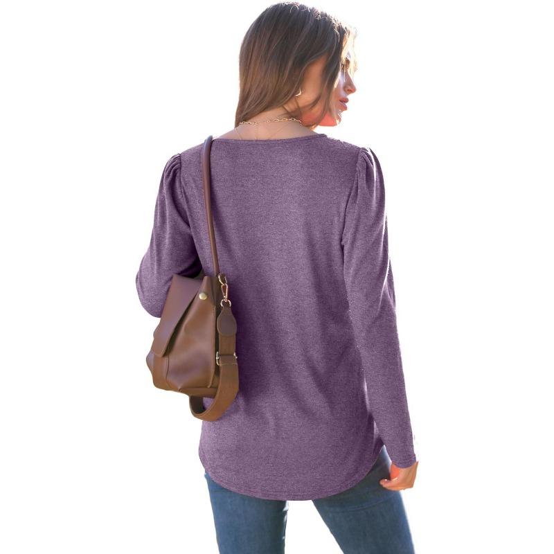 Женская мода повседневная весна осень однотонные принты короткие длинные рукава О-образный вырез блузки и рубашки