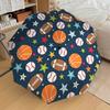 Sports Ball & Star Pattern Automatic Opening/Closing Umbrella - Portable Tri-Fold Design, 8-Rib Iron Frame Outdoor Umbrella, Ideal Gift for