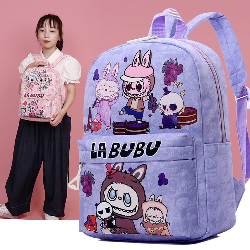 Очаровательный мультяшный детский рюкзак Labubu, модный нейлоновый рюкзак для дошкольников для мальчиков и девочек