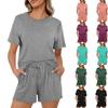 Fashionable And Sexy New Women's Casual Solid Color Short-sleeved Elastic Tie Pocket Shorts Suit