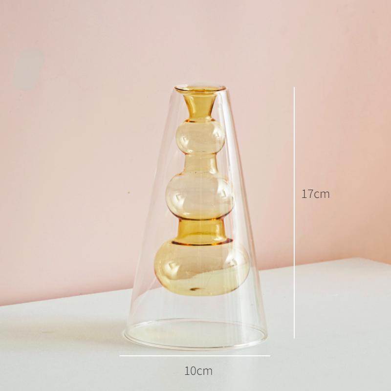 Nordic Modern Двойная стенка Ваза Креативная Гидропонная Прозрачная Стеклянная Ваза Гостиная Настольный Декор Персонализированное Художественное Украшение