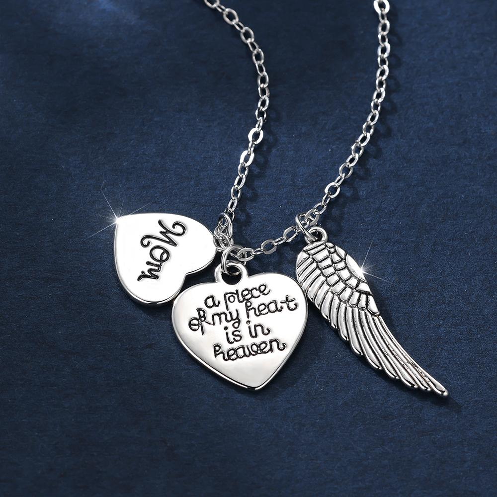 Ожерелье в виде сердца с крыльями ангела в память о потере матери, мамы, частичка моего сердца на небесах, подарок страсти