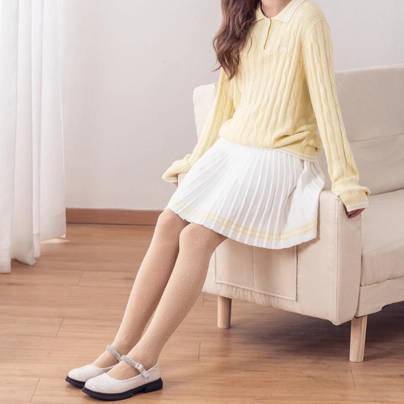 Cute Shiny Rhinestone Legging Stocking Sock for Kid Girl Solid Color Nylon Mesh Breathable Pantyhose Summer Children Soft Tights