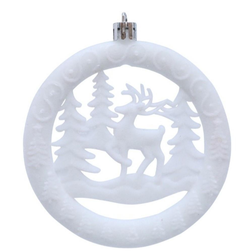 3Pcs/Box Round Pancake Shaped Christmas Flocking Pendant Christmas Tree Decoration