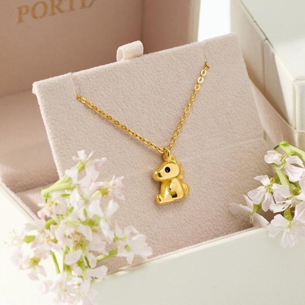 Porti 24k Gold 1.875g Horse Necklace Red