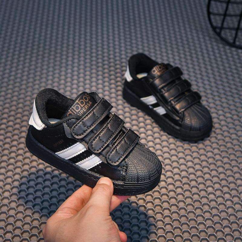 2025 Spring and Autumn New Children's Shell Head Casual Board Shoes Girls' Four Seasons Little White Shoes Boys' Velcro Sneakers