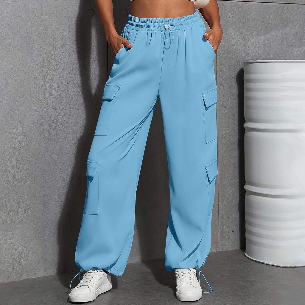 Women's Fashion Sport Solid Color Pocket Casual Sweatpants Pants