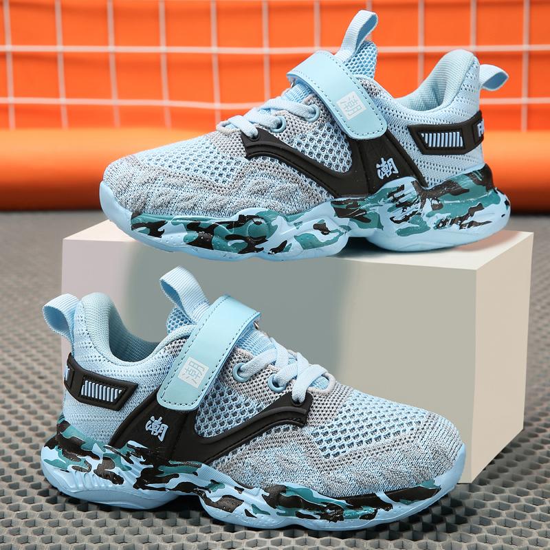 28-40 Детские Большие Размеры Модные Толстые Подошвы Fly Woven Камуфляжные Кроссовки Для Бега Спортивная и Повседневная Обувь