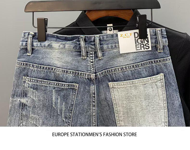 Men's Trendy Casual Denim Shorts - Versatile Summer Fashion with Loose Fit and Distressed Details
