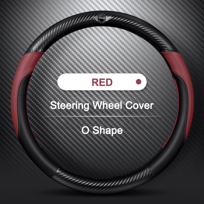 Car Carbon Fiber Texture PU Leather Car Steering Wheel Cover For BMW Mini Cooper R50 R53 R55 R56 R60 R61 F54 F55 F56 Stickcer pd2