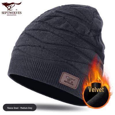 Qipilao Мужская зимняя теплая вязаная шапка-бини