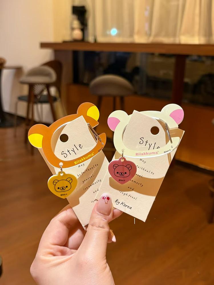Милый металлический карабин-брелок Rilakkuma, очаровательный мультяшный медведь, подвеска для сумки, высокая эстетика, креативный рюкзак