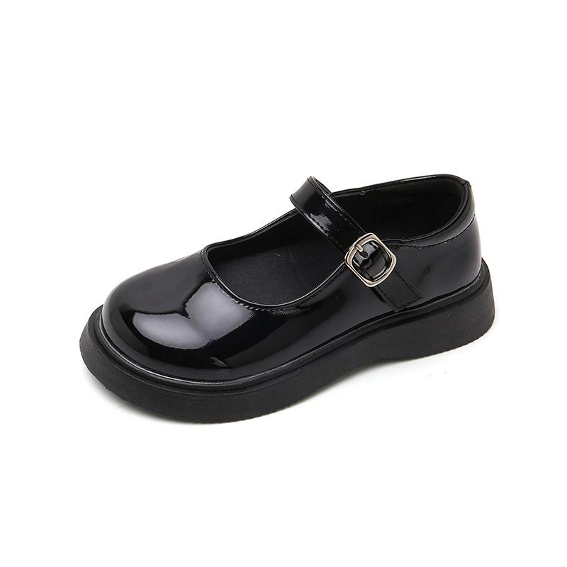 Черные кожаные туфли для девочек, весенние и осенние, мягкие однотонные туфли для девочек, туфли Мэри Джейн для принцессы, простые детские туфли
