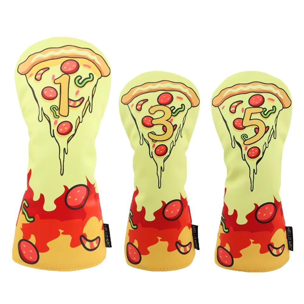 Soft And Durable Golf Head Cover Pizza Pattern Wood Headcover Golf Club Protector Driver Fairway
