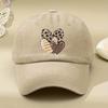 Three leopard print love pattern Women's washed baseball caps, multi-functional dad hat, adjustable sports outdoor cap