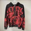 25S cross-border trendy brand MIXED & EMOTION thorn pattern letter print hooded sweater men's and women's high street jacket