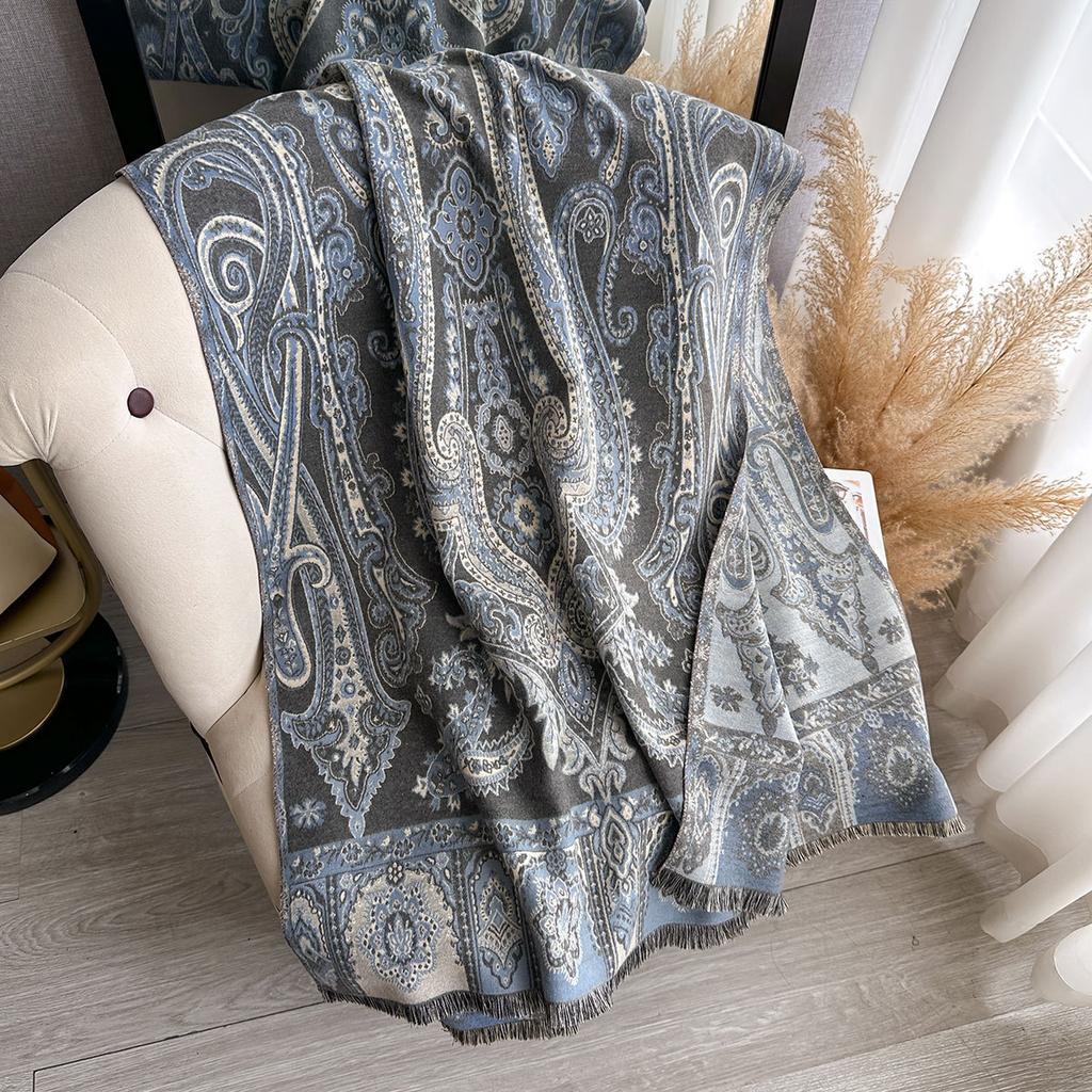 Retro Ethnic Style Shawl, Jacquard Cashew Fringed Scarf, Women'S Outdoor Travel, Outdoor Decoration Dual-Purpose