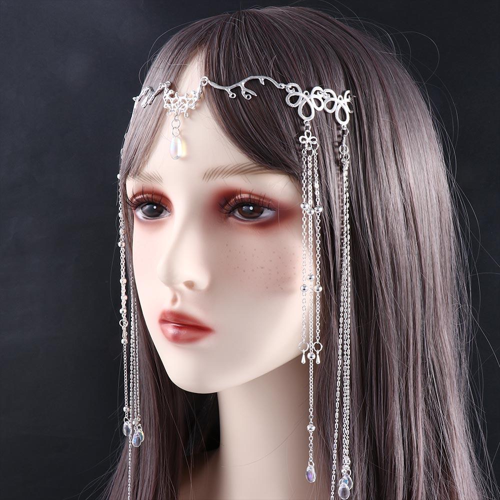 Chinese Style Women Retro Bridal Hollow Bead Hair Clips Rhinestones Crystal Barrette Tassel Hairpin