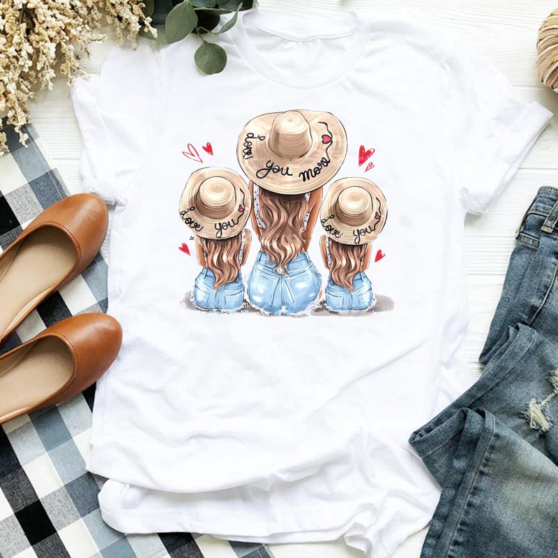 Женская модная футболка с принтом Футболка Happy Time Мультфильм Мама Мама Мать 90-х годов Лето с коротким рукавом Женская базовая футболка Футболки с рисунком
