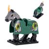 1pcs Medieval Horses Grey Bodies Blue Saddle Blankets White Horse Emblems Yellow Trims Building Block