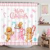 С Рождеством Занавеска для душа Розовая Клетчатая Милая Пряничный человечек Занавеска для душа с 12 крючками Зимняя Снежинка Рождество Конфета Ванна